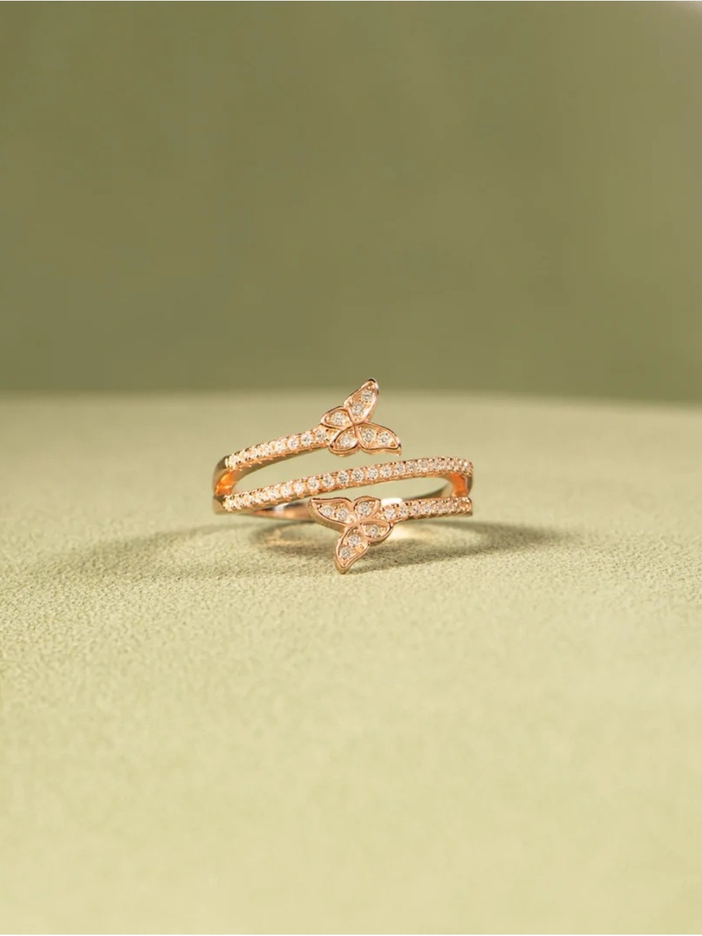 925 Sterling Silver Inlaid Zircon Butterfly Ring